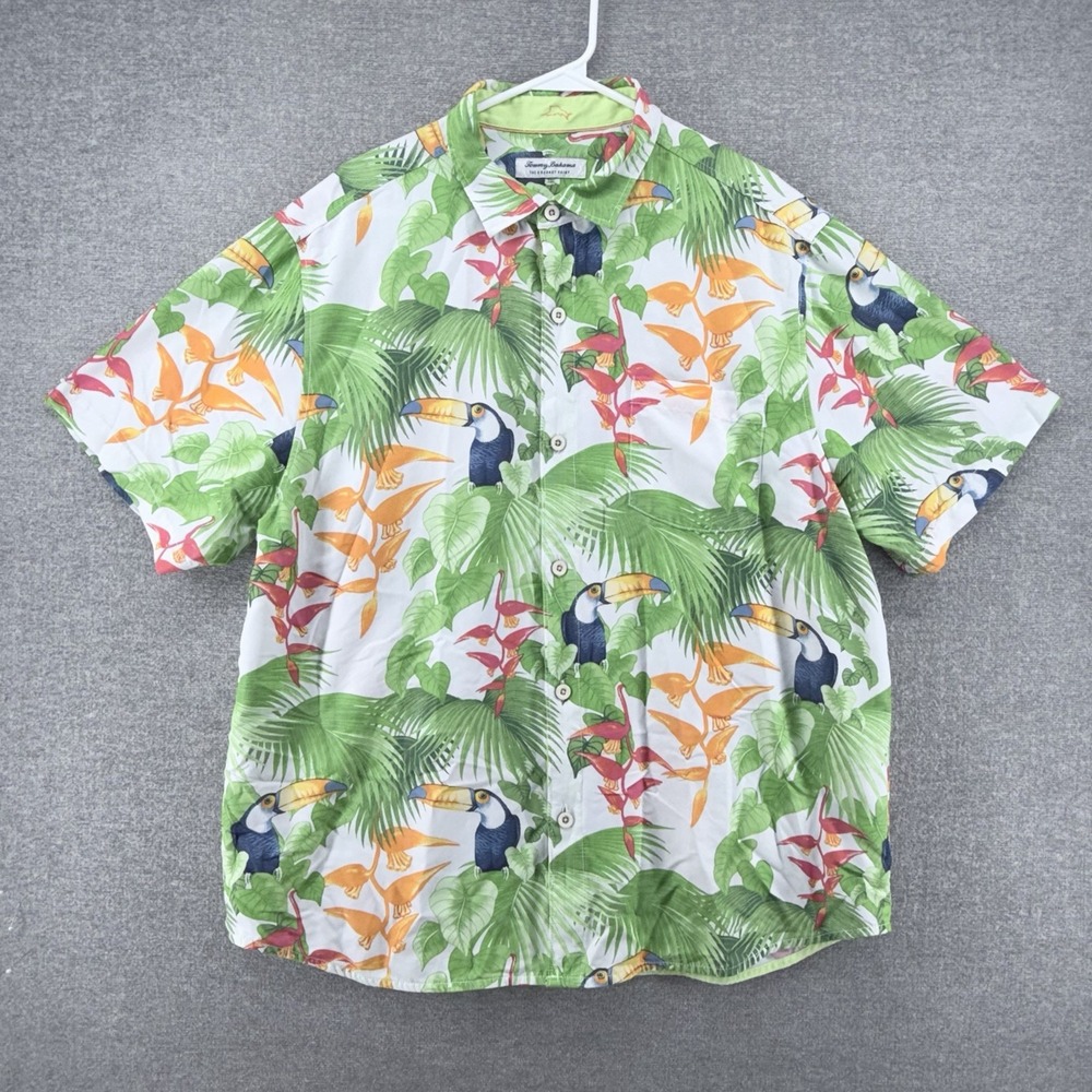 Tommy Bahama The Coconut Point Hawaiian Shirt Size XL Green Toucan Relax